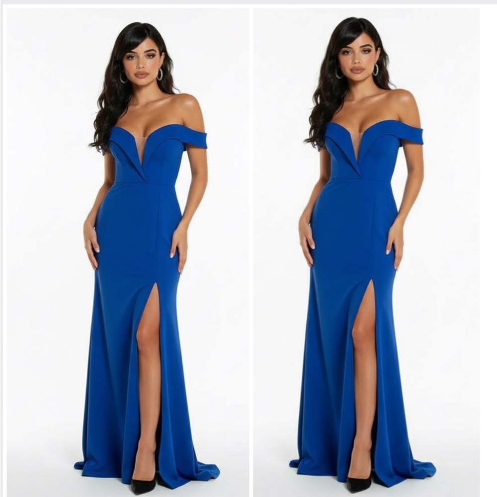 Windsor Royal Blue Off-Shoulder Prom Dress